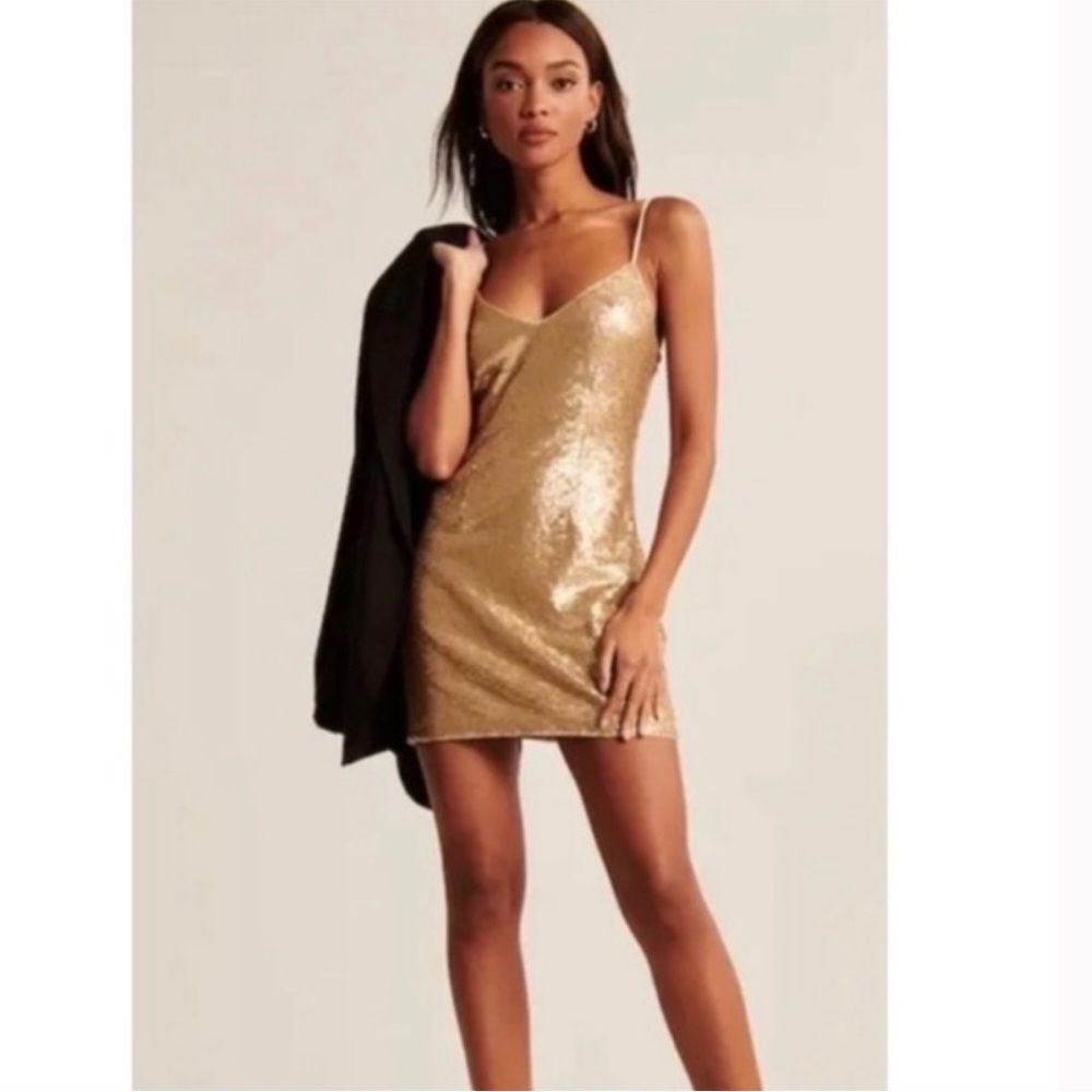 A & F Gold Sequin Mini Dress NWT Size XS